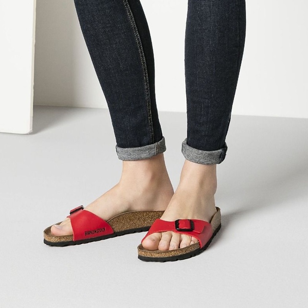 Red single strap Birkenstock size 42 (11.5 - 12)